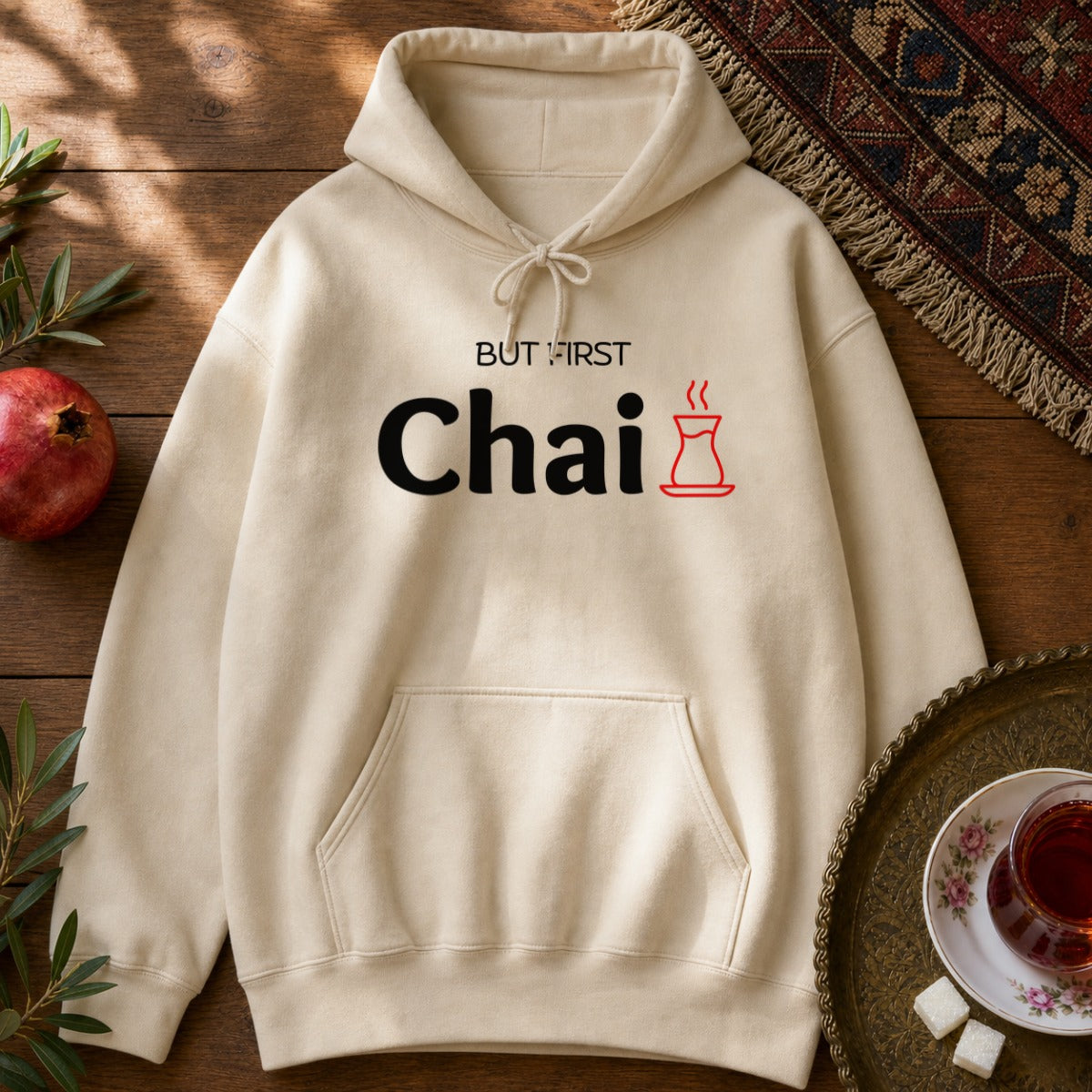 But First Chai Hoodie - Sand