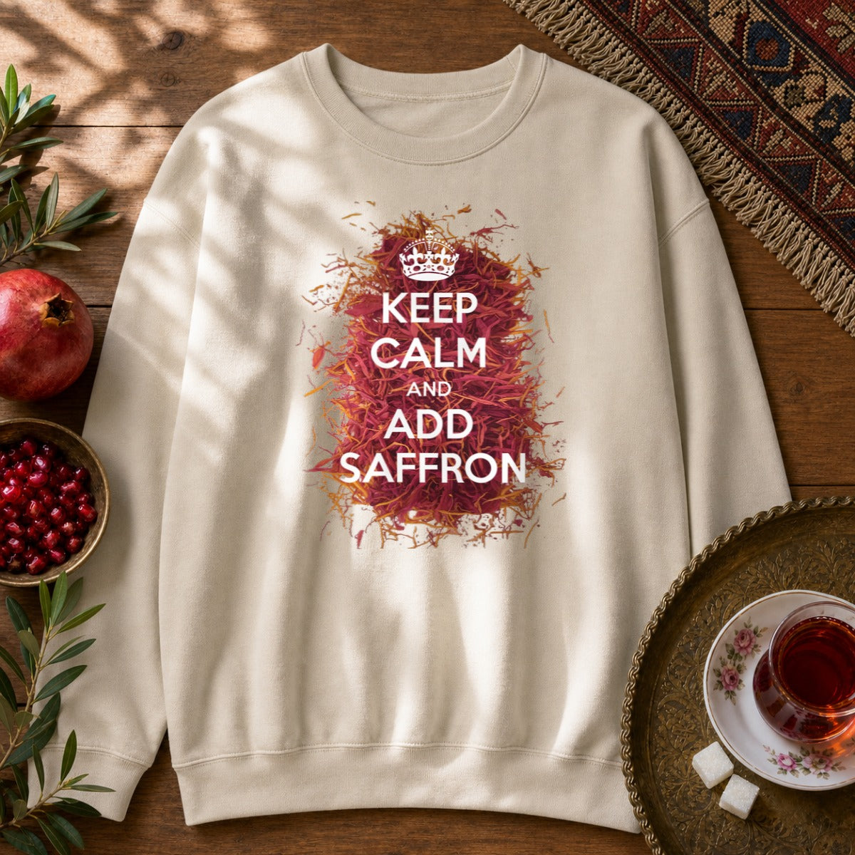 Keep Calm and Add Saffron Sweatshirt - Sand