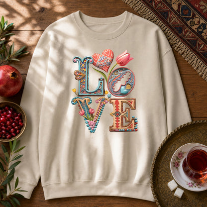 Persian Love Blossoms Sweatshirt - Sand