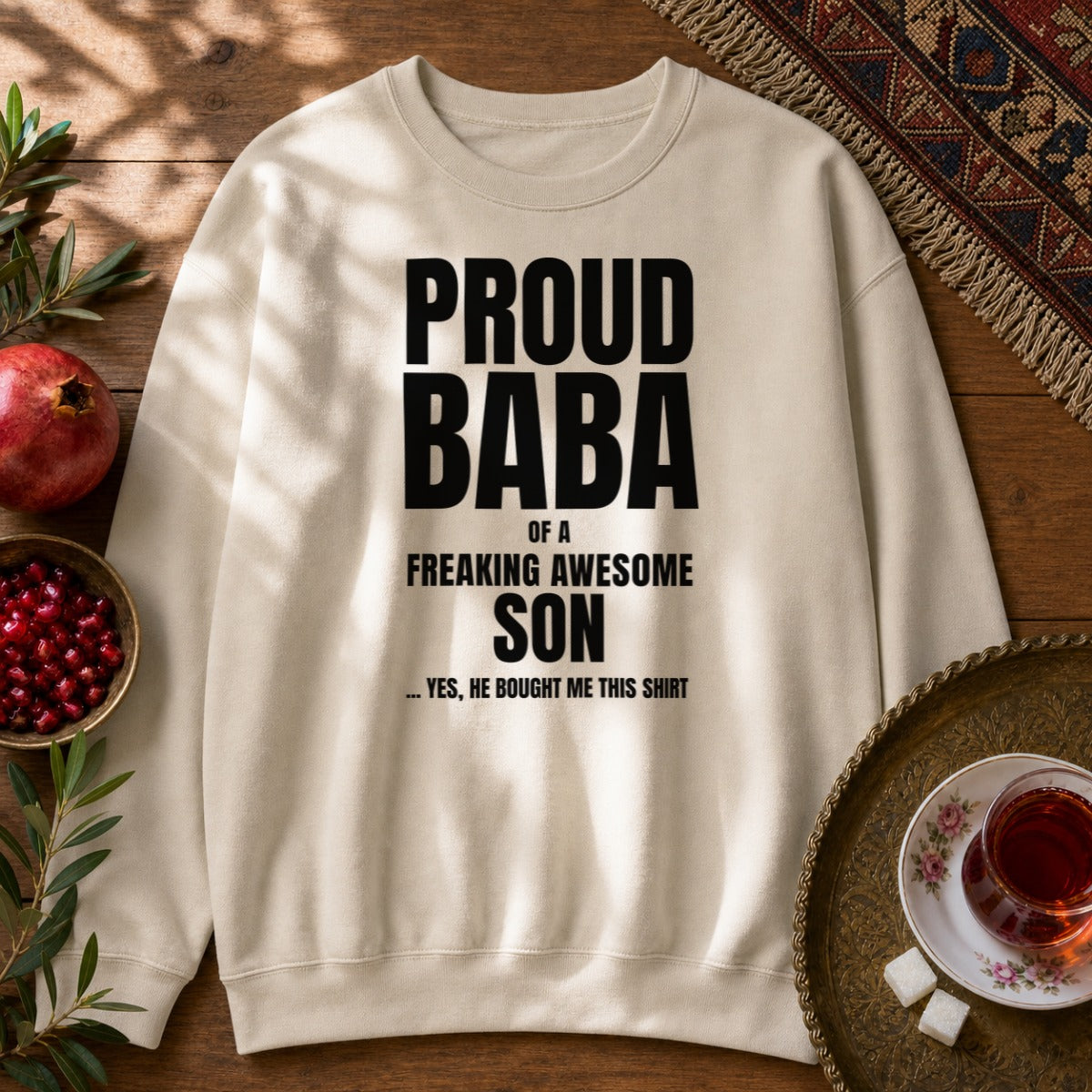 Proud Baba of a Son Sweatshirt - Sand
