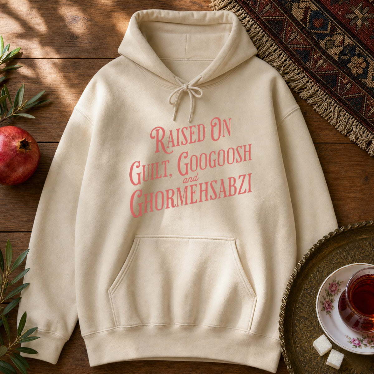 Guilt, Googoosh & Ghormehsabzi Hoodie - Sand