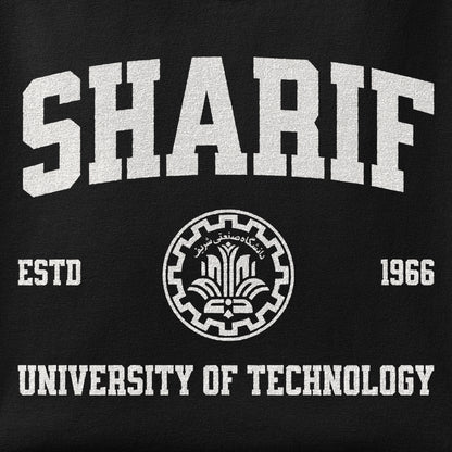 Close-up of the Sharif University print showing ink detail on the fabric