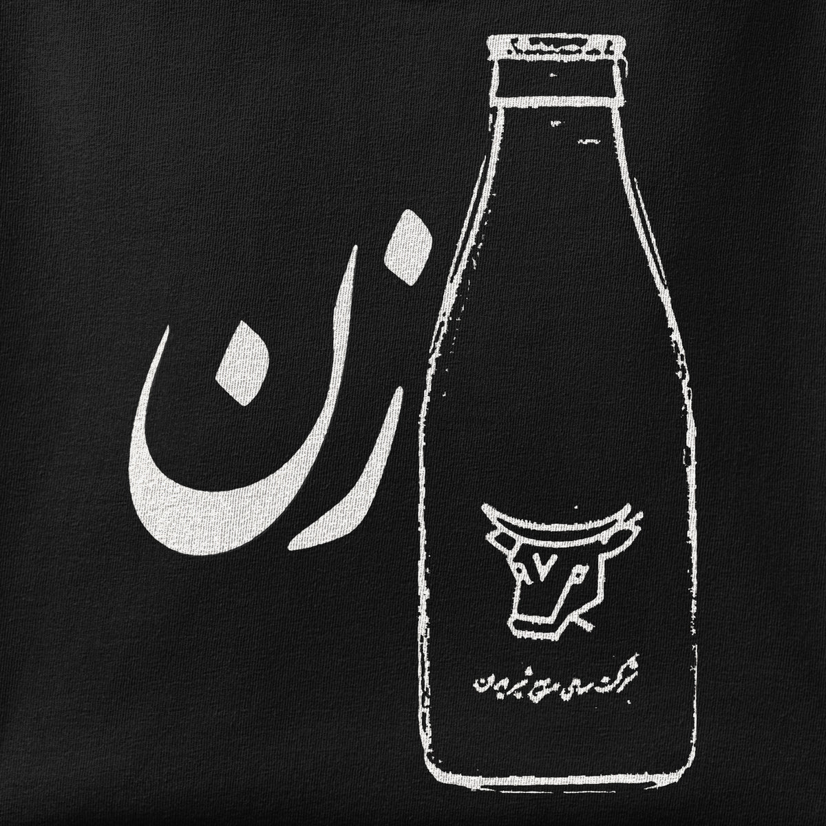 Close-up of the Shirzan print showing ink detail on the fabric