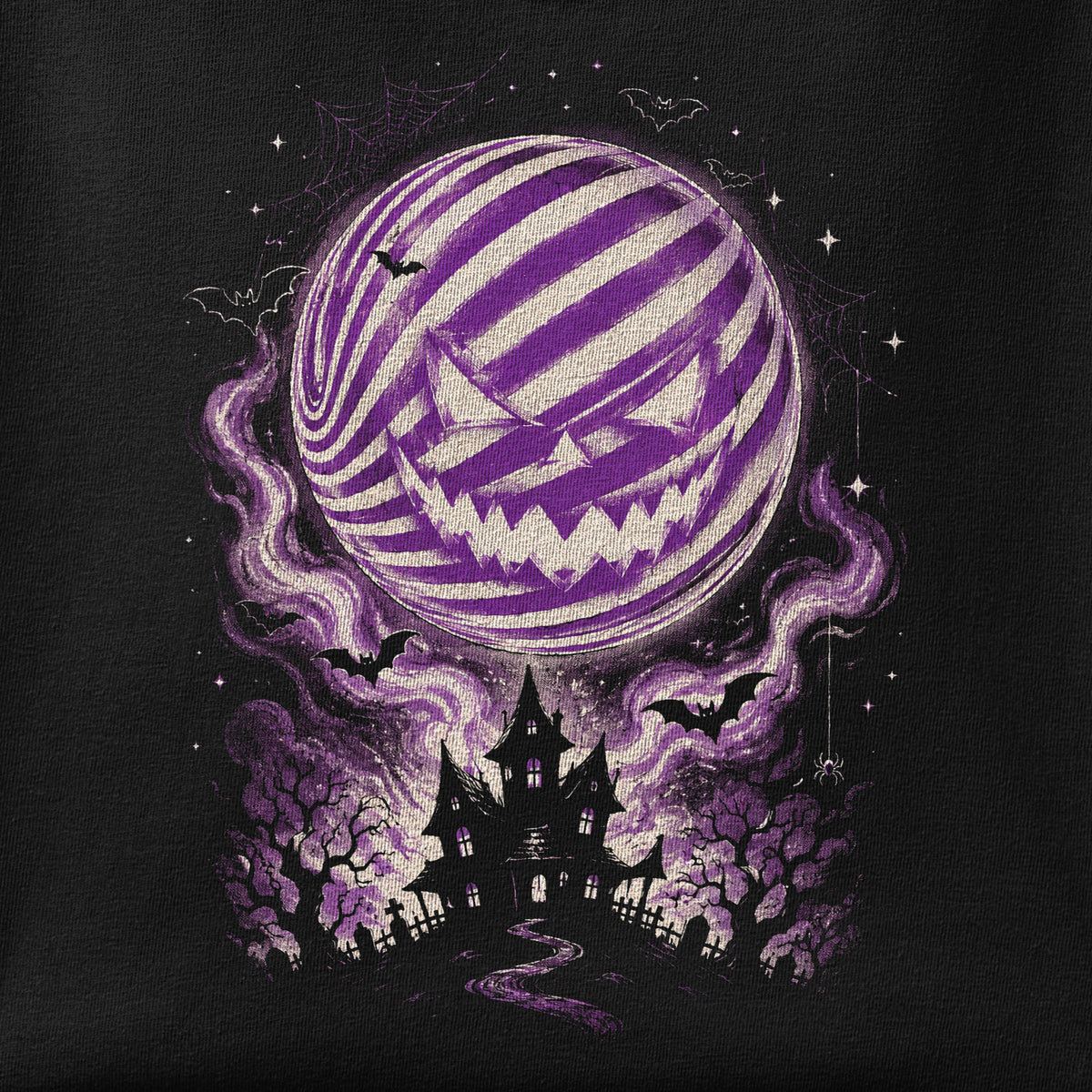Close-up of the Spooky Toop print showing ink detail on the fabric