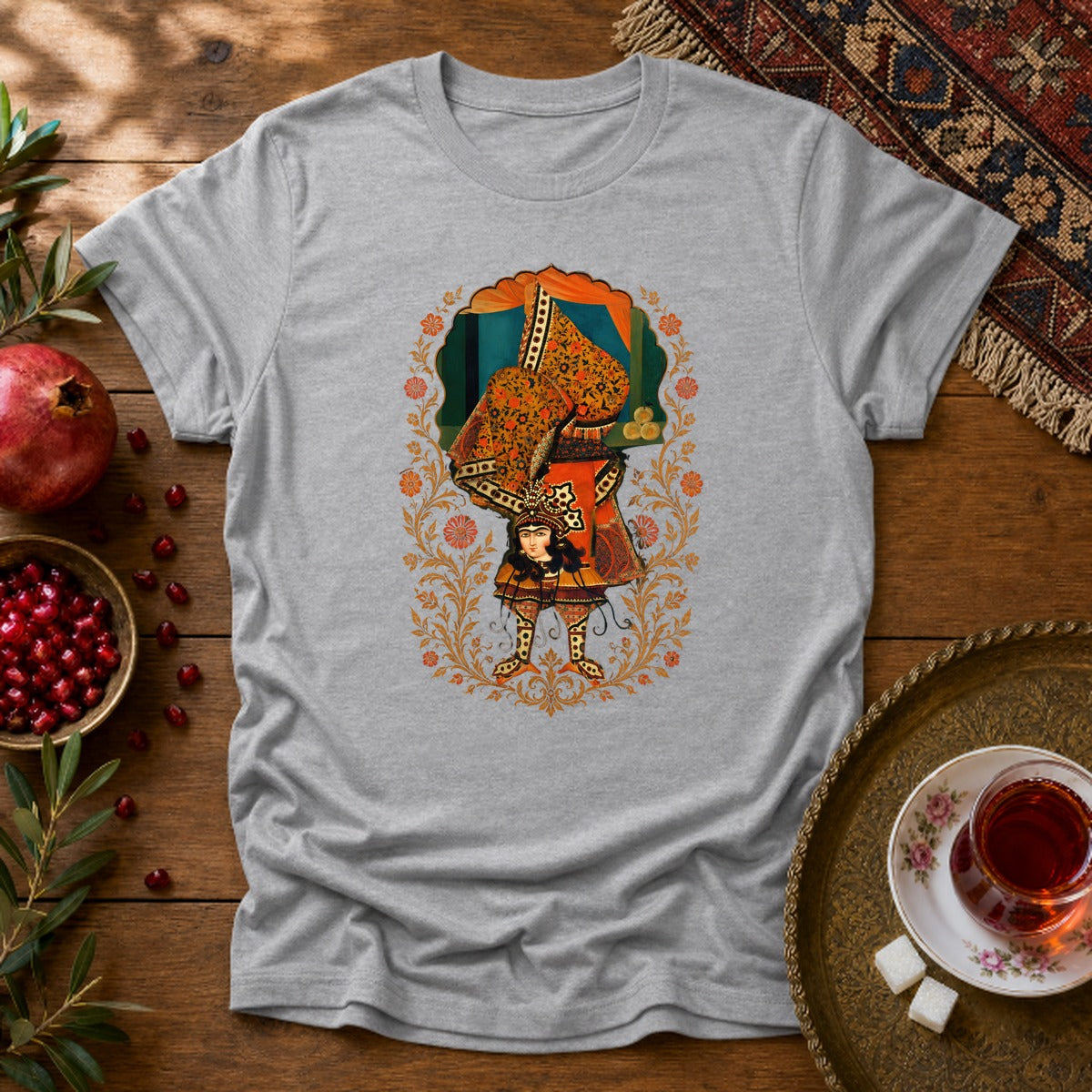 Balancing, Qajar Style Unisex T-Shirt - Sport Grey