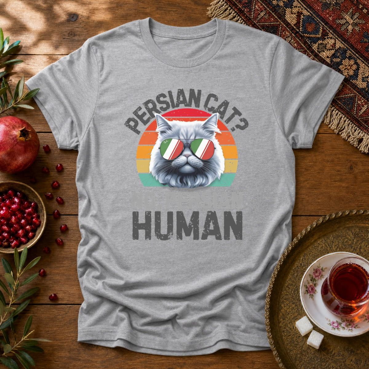Persian Cat Human Unisex T-Shirt - Sport Grey
