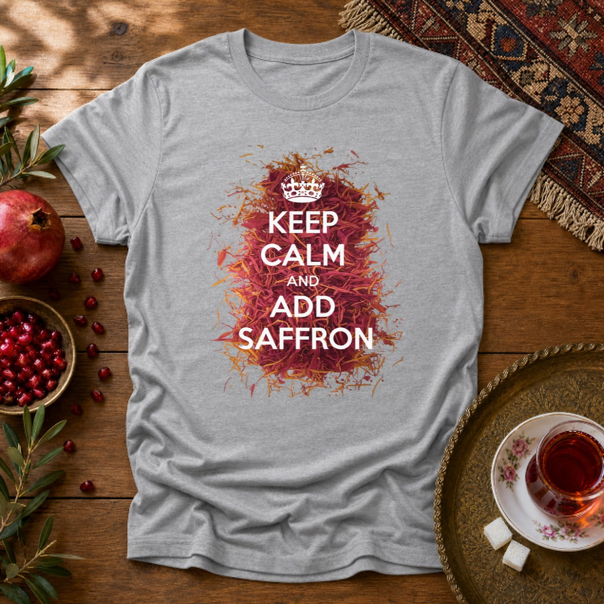 Keep Calm and Add Saffron Unisex T-Shirt - Sport Grey
