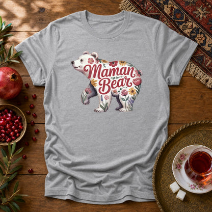 Maman Bear Floral Full Unisex T-Shirt - Sport Grey