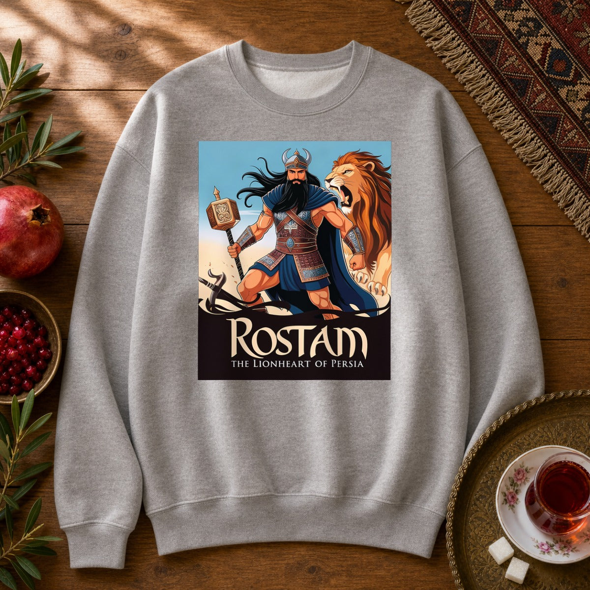 Rostam, the Lionheart of Persia Sweatshirt - Sport Grey
