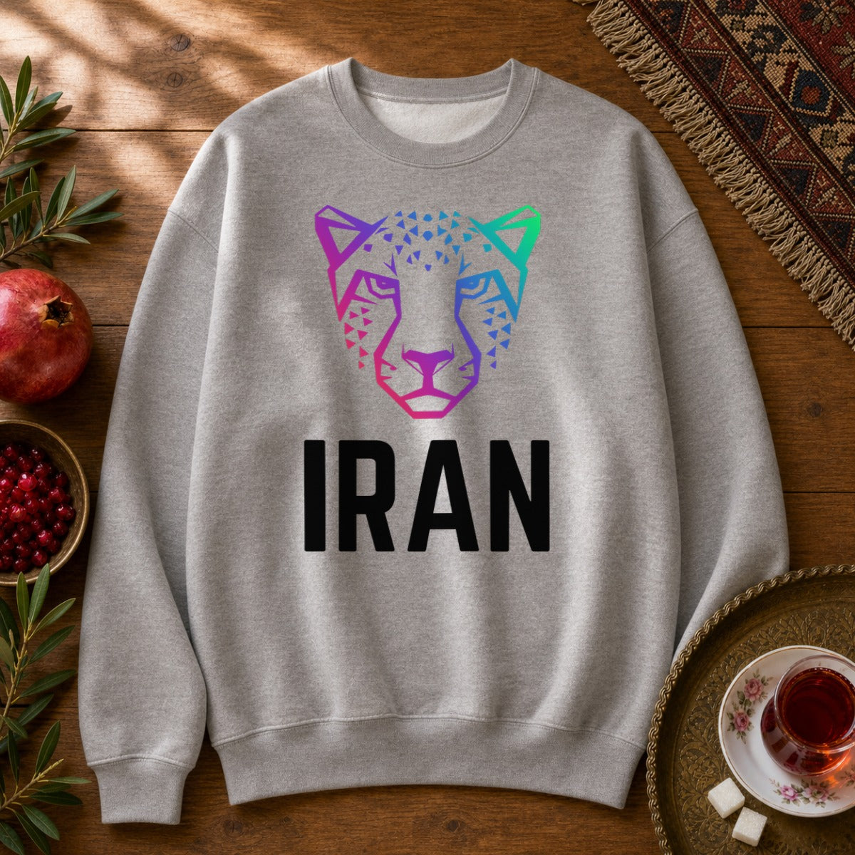 Persian Cheetah Sweatshirt - Sport Grey