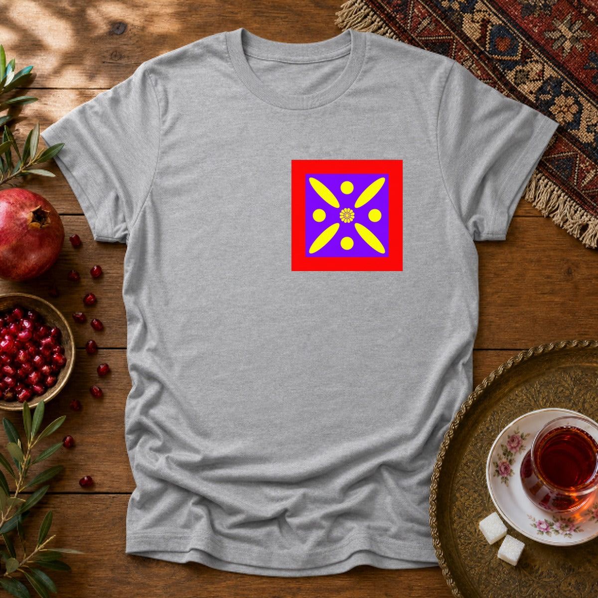 Derafshe Kaviani - Chest Print  Unisex T-Shirt - Sport Grey