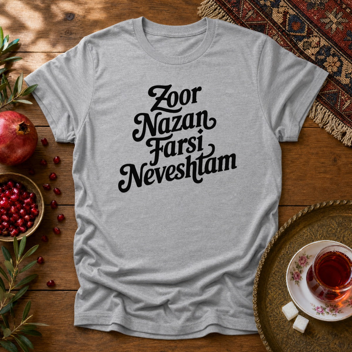 Zoor Nazan Farsi Neveshtam Unisex T-Shirt - Sport Grey