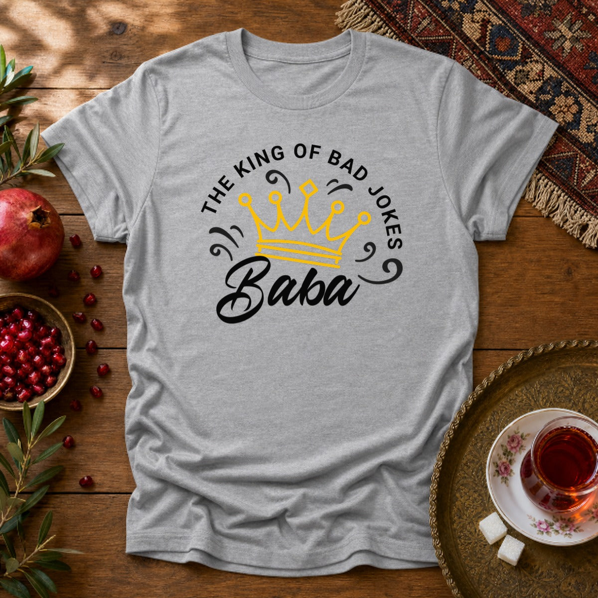 Baba - Bad Jokes King Unisex T-Shirt - Sport Grey