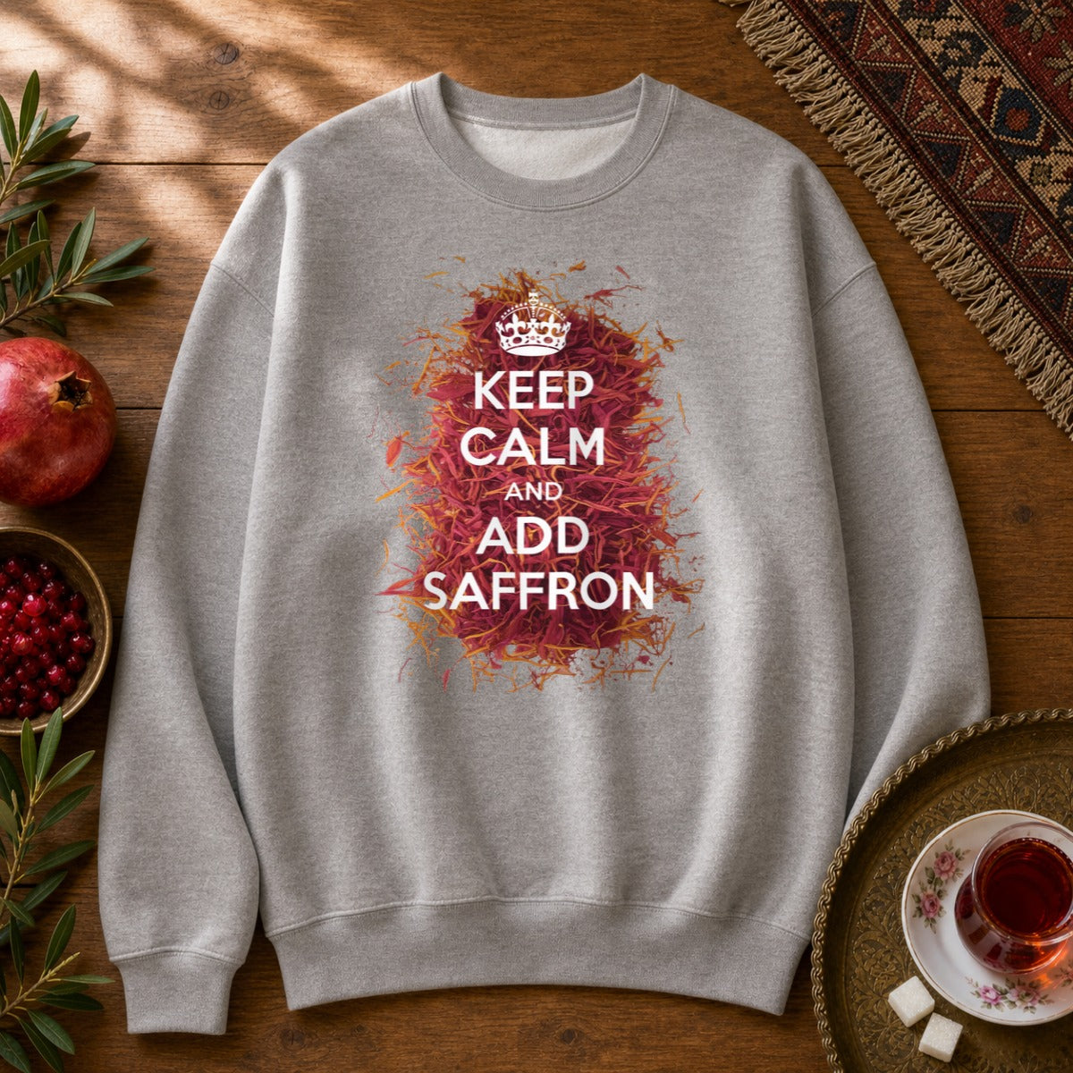 Keep Calm and Add Saffron Sweatshirt - Sport Grey