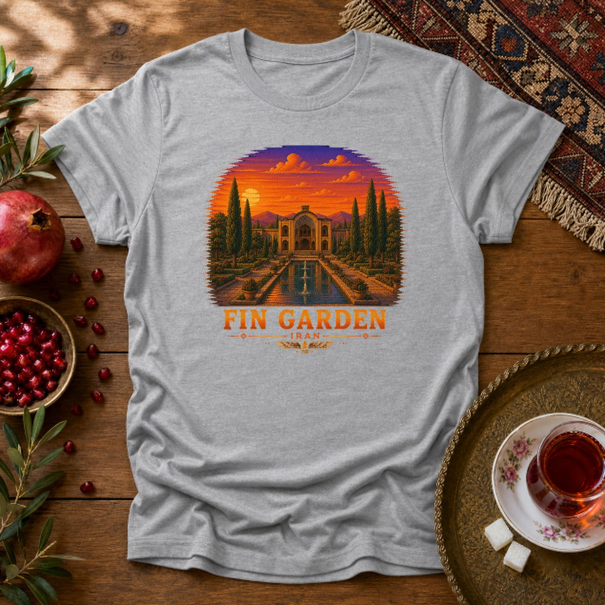 Fin Garden - Pixel Art Unisex T-Shirt - Sport Grey