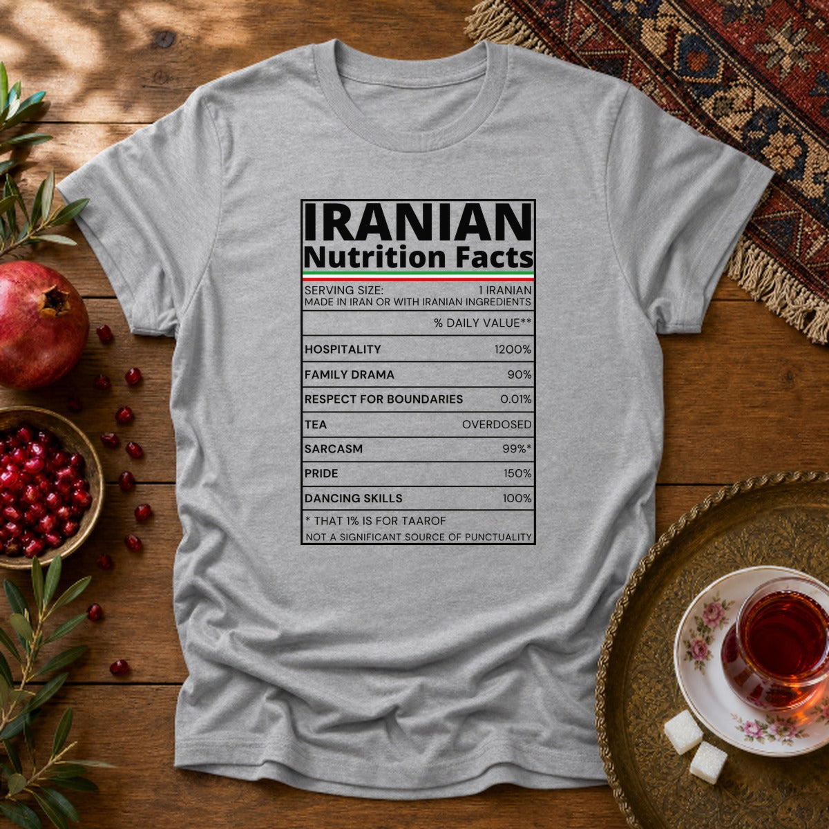Iranian Nutrition Facts Unisex T-Shirt - Sport Grey