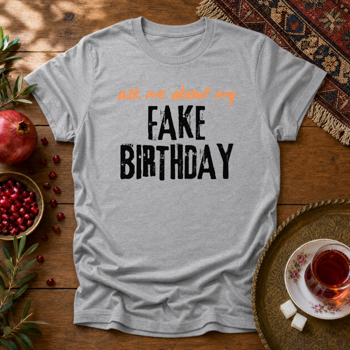 Ask me about my Fake Birthday Unisex T-Shirt - Sport Grey