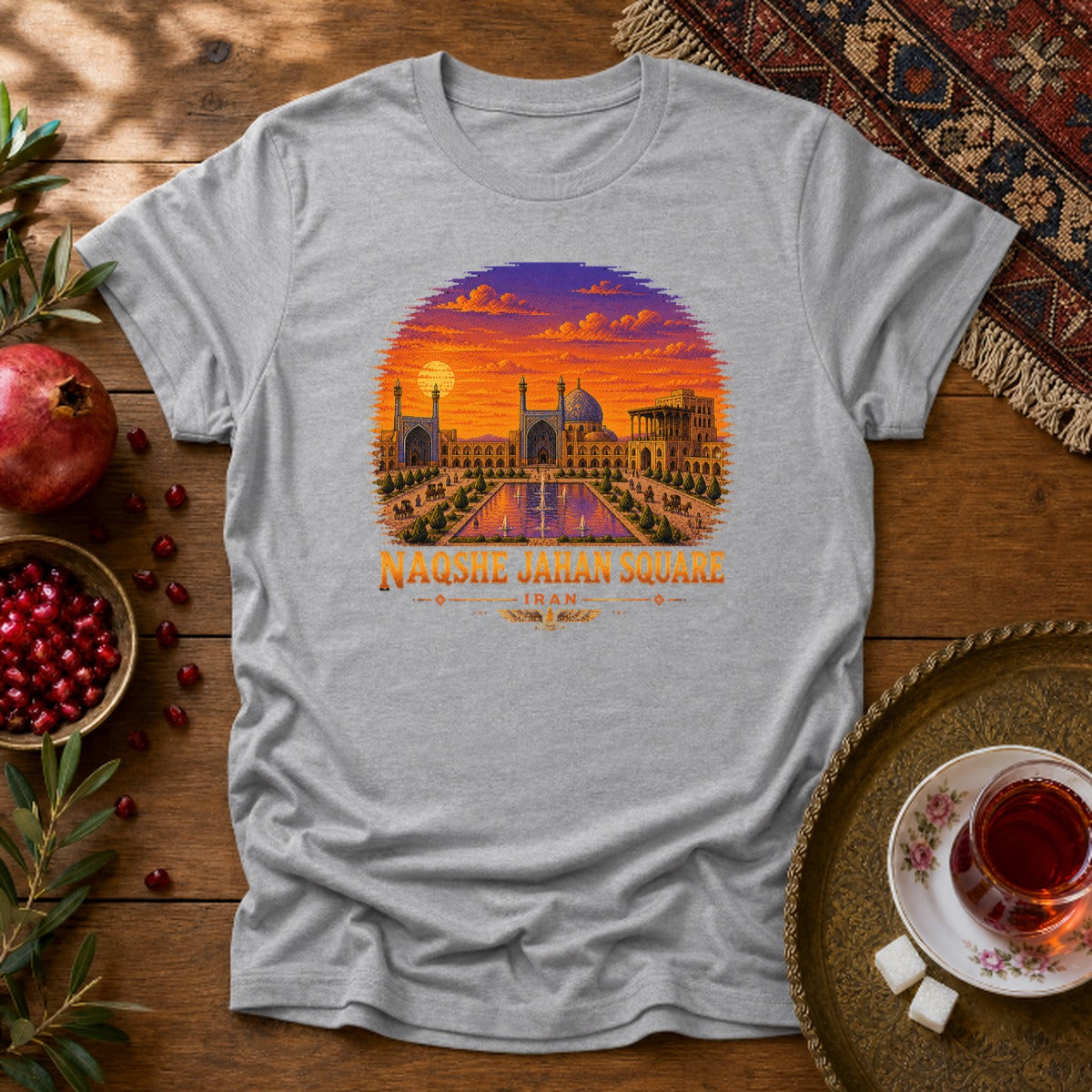 Naqshe Jahan Square - Pixel Art Unisex T-Shirt - Sport Grey