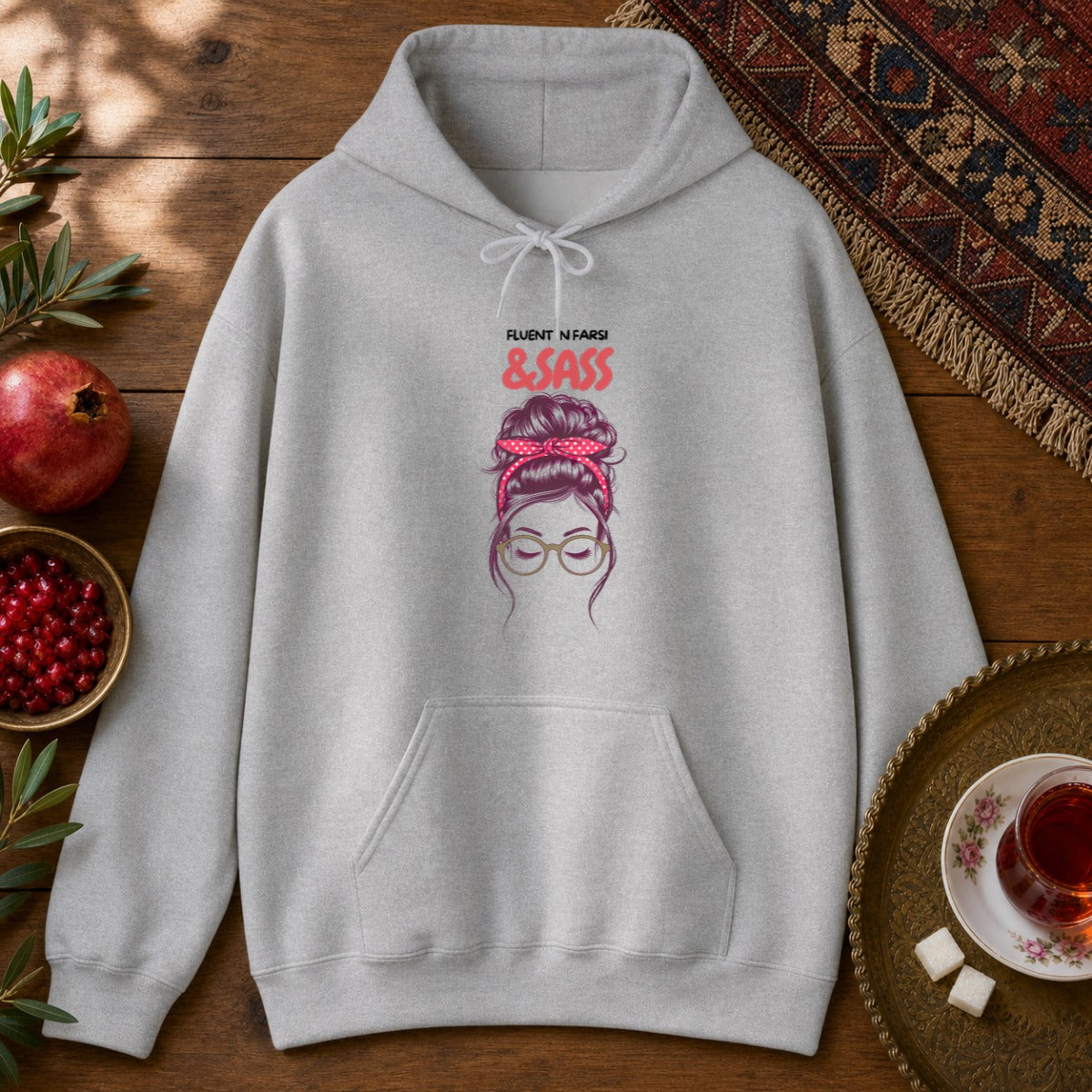 Fluent in Farsi & Sass Hoodie - Sport Grey