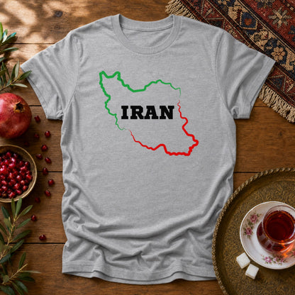 Iran Map - Flag Colors Unisex T-Shirt - Sport Grey