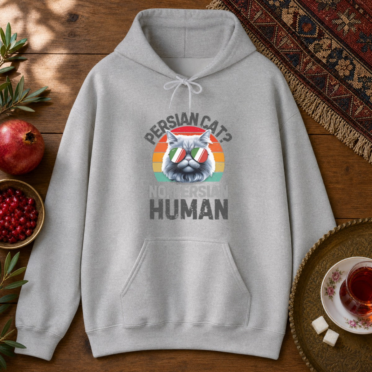 Persian Cat Human Hoodie - Sport Grey