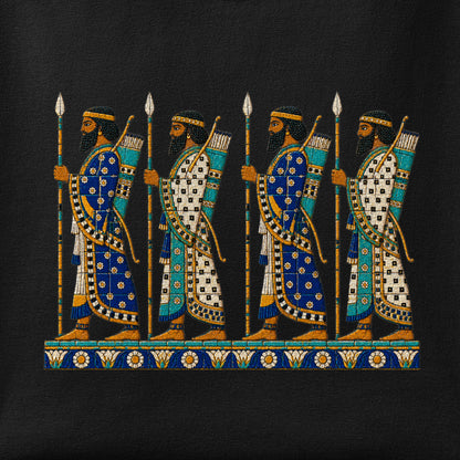 Close-up of the Susa Archers print showing ink detail on the fabric