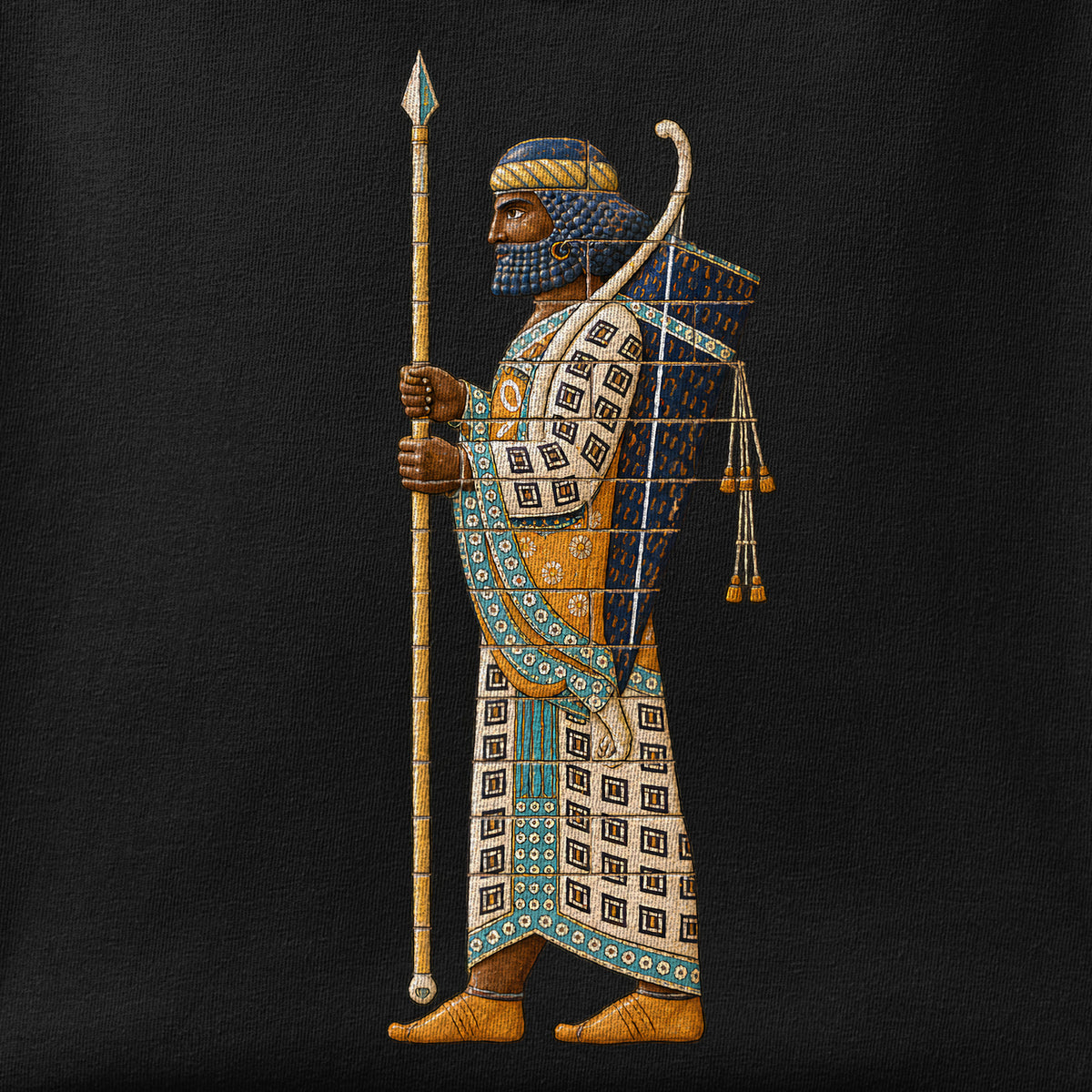Close-up of the The Archer print showing ink detail on the fabric