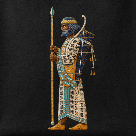 Close-up of the The Archer print showing ink detail on the fabric