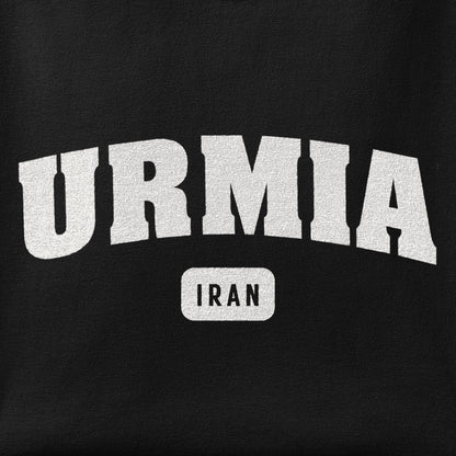 Close-up of the Urmia print showing ink detail on the fabric