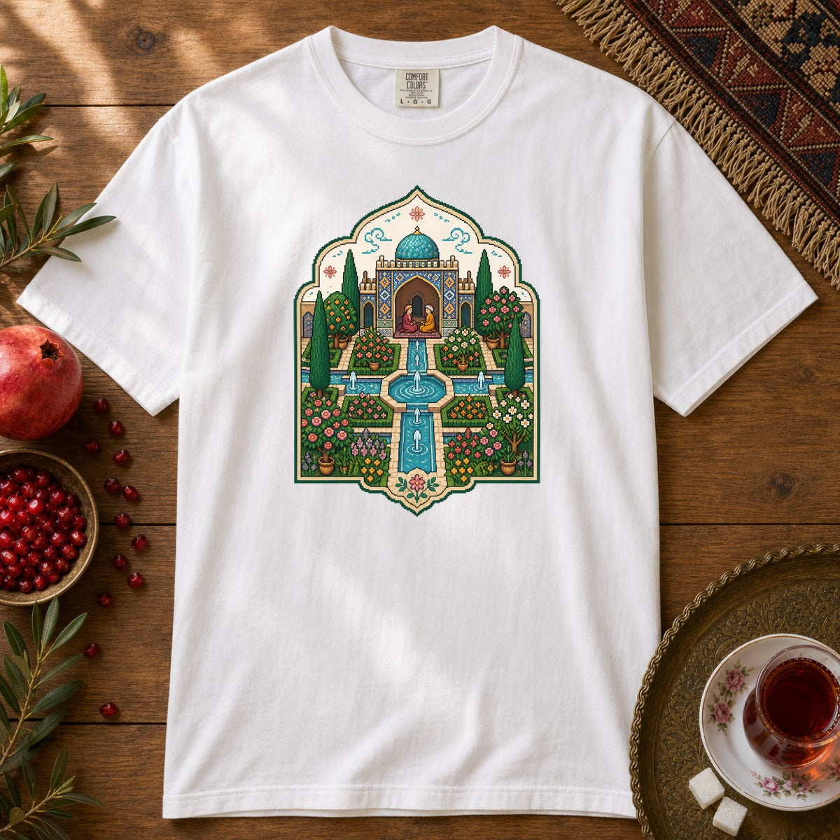 Persian Garden Miniature - Pixel Art Premium Tee - White