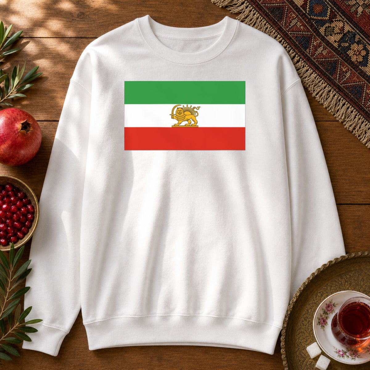 Shir-o-Khorshid (Lion & Sun) Sweatshirt - White
