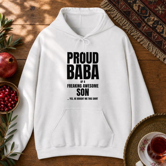 Proud Baba of a Son Hoodie - White