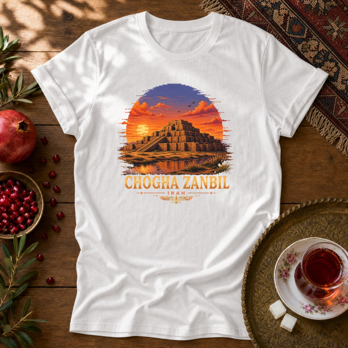 Chogha Zanbil - Pixel Art Unisex T-Shirt - White