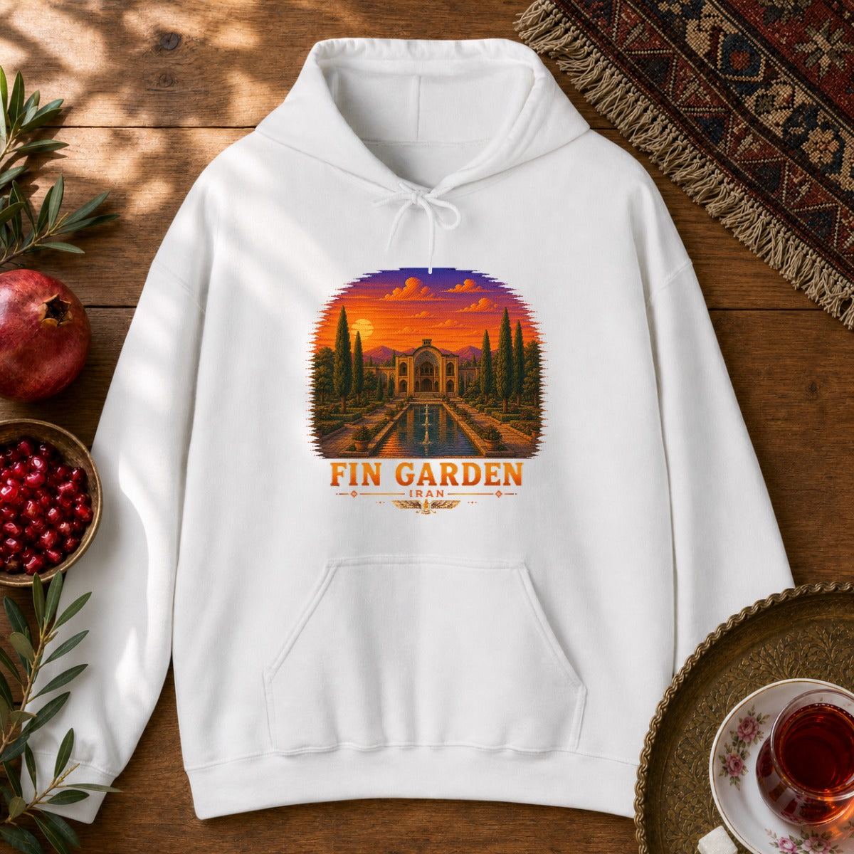 Fin Garden - Pixel Art Hoodie - White