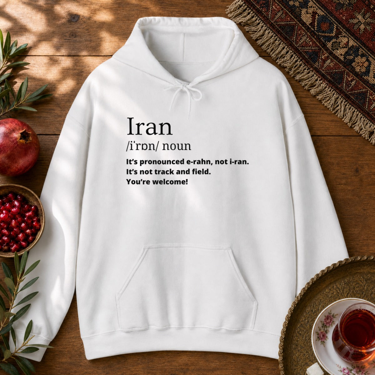 Iran Pronunciation Hoodie - White