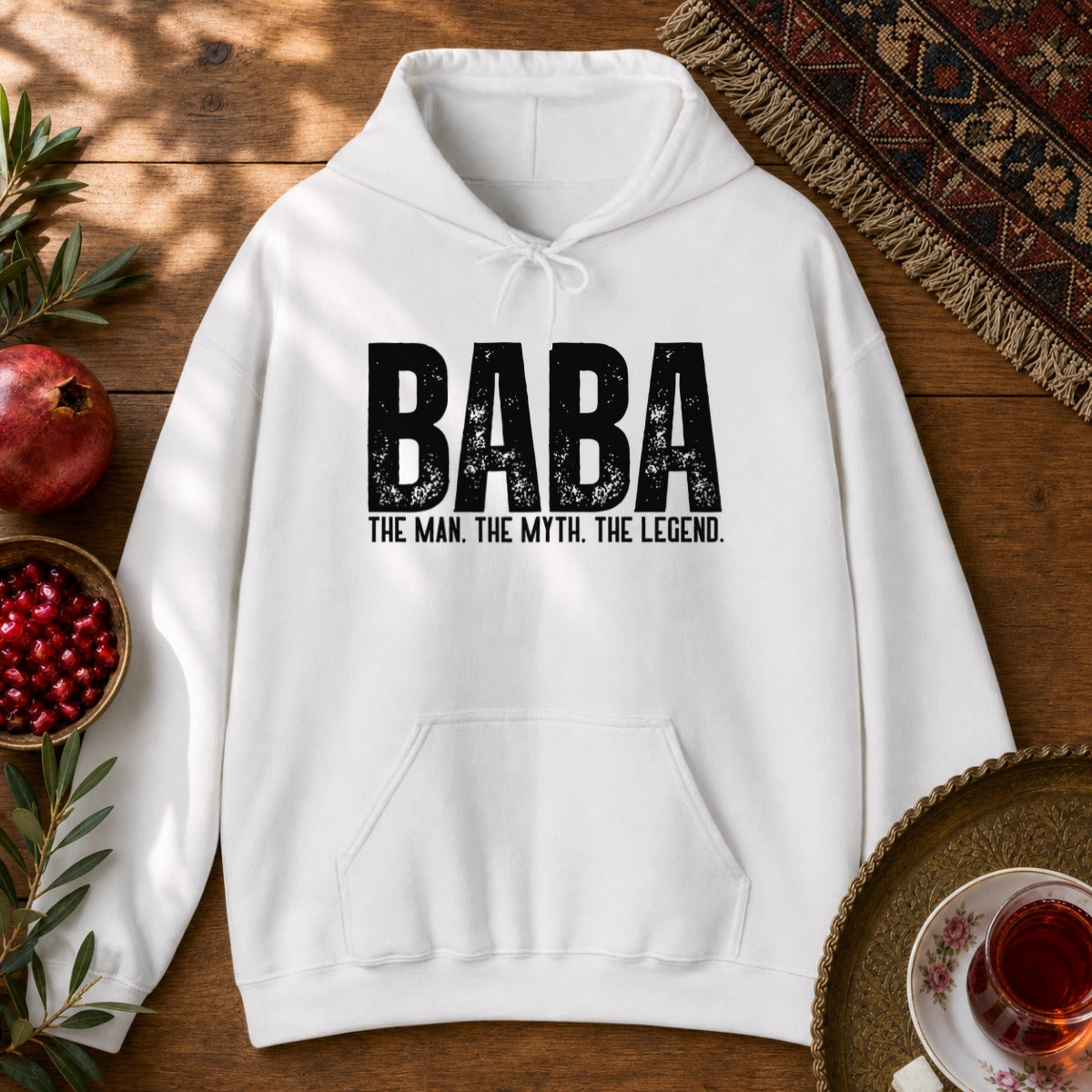 Baba, The Man, The Myth, The Legend Hoodie - White