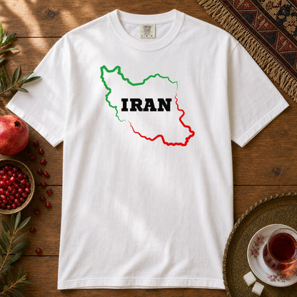 Iran Map - Flag Colors Premium Tee - White