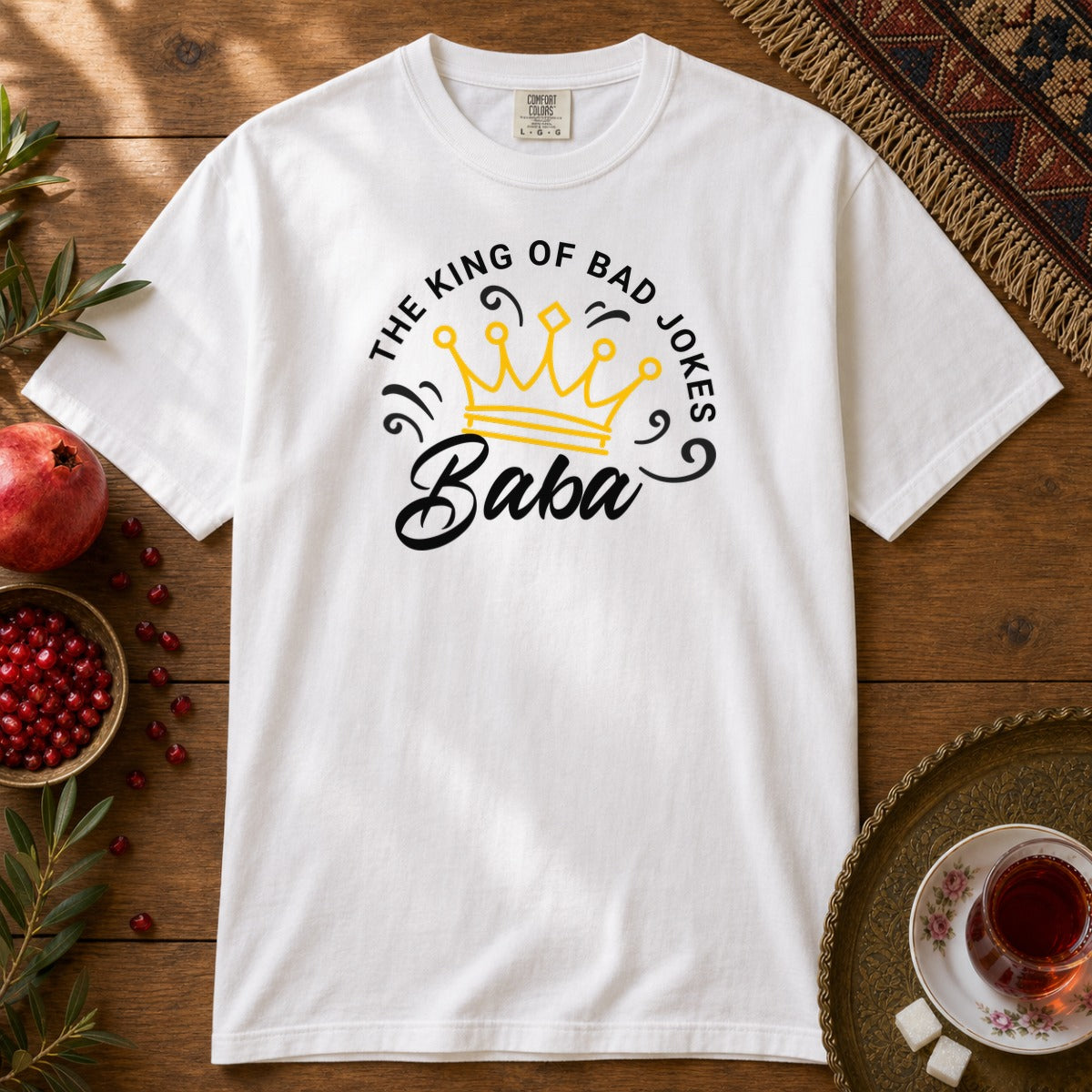 Baba - Bad Jokes King Premium Tee - White