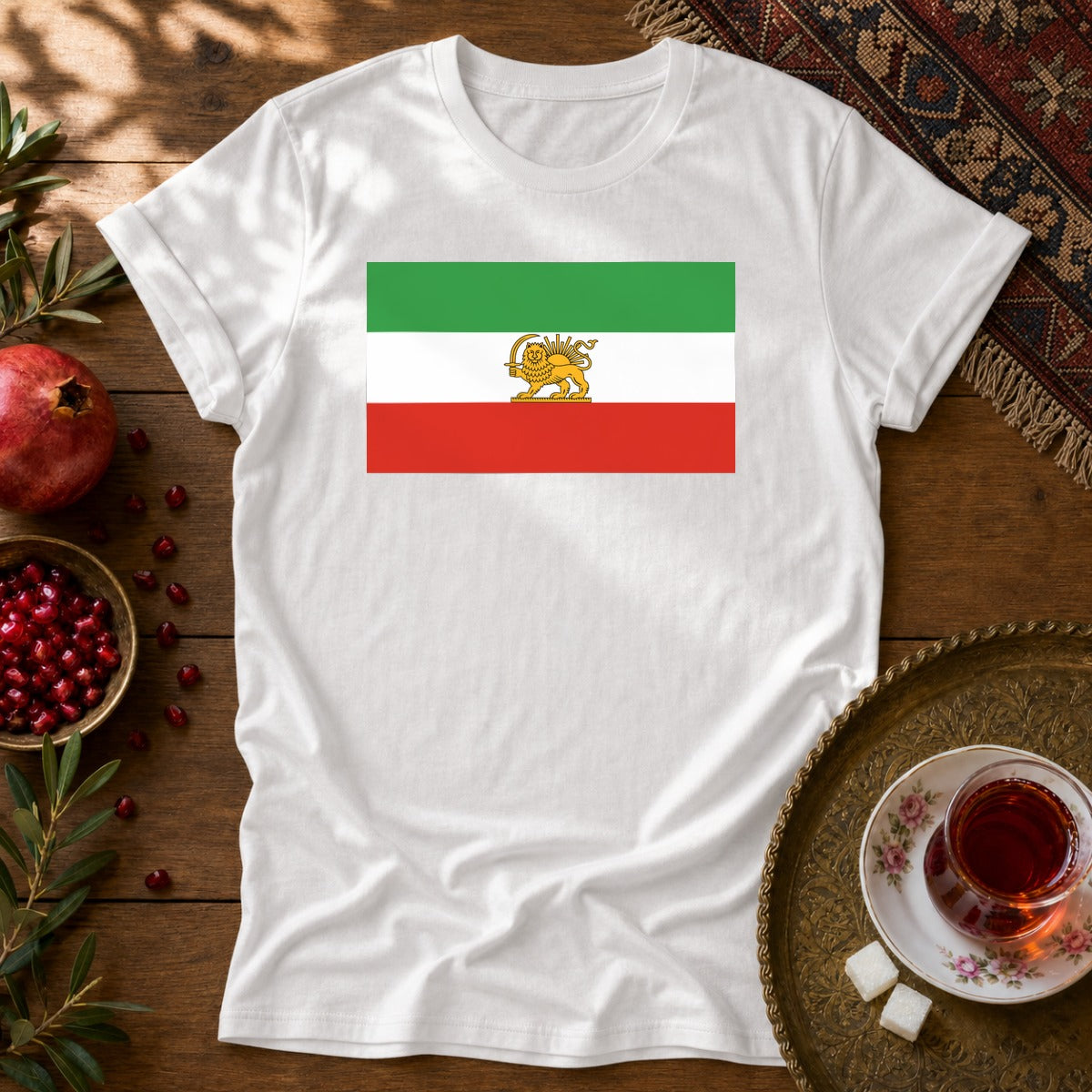 Shir-o-Khorshid (Lion & Sun) Unisex T-Shirt - White