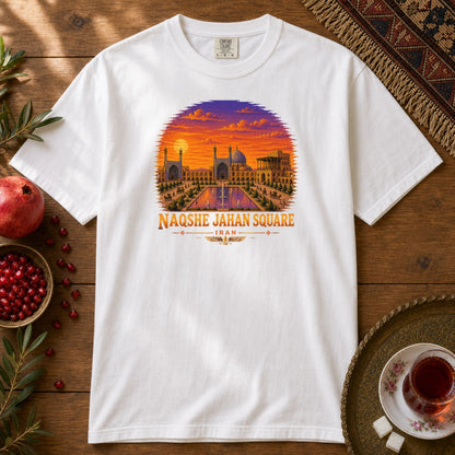 Naqshe Jahan Square - Pixel Art Premium Tee - White