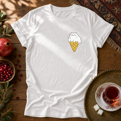 Persian Ice Cream Cone - Chest Print Unisex T-Shirt - White