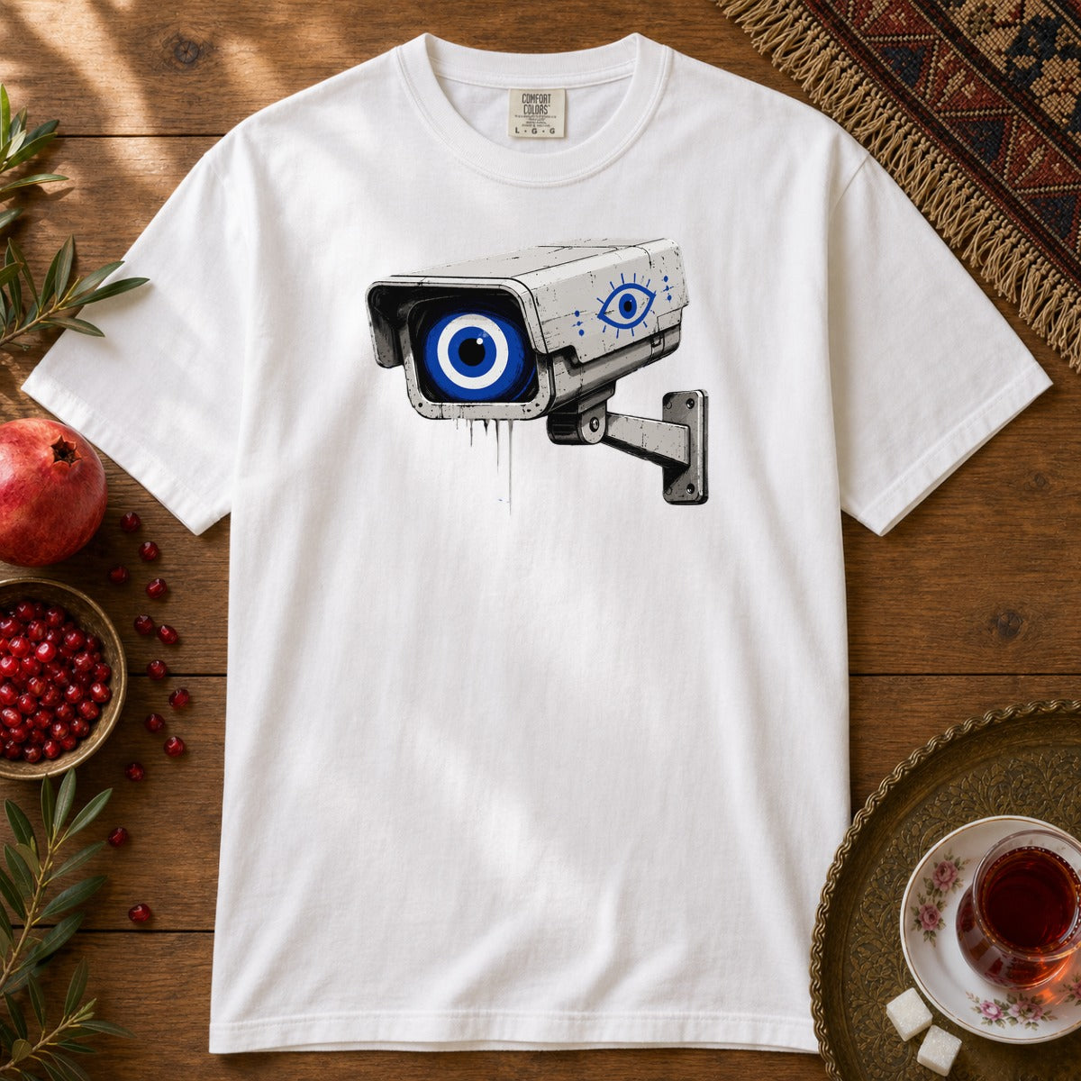 Evil Eye Watching Premium Tee - White