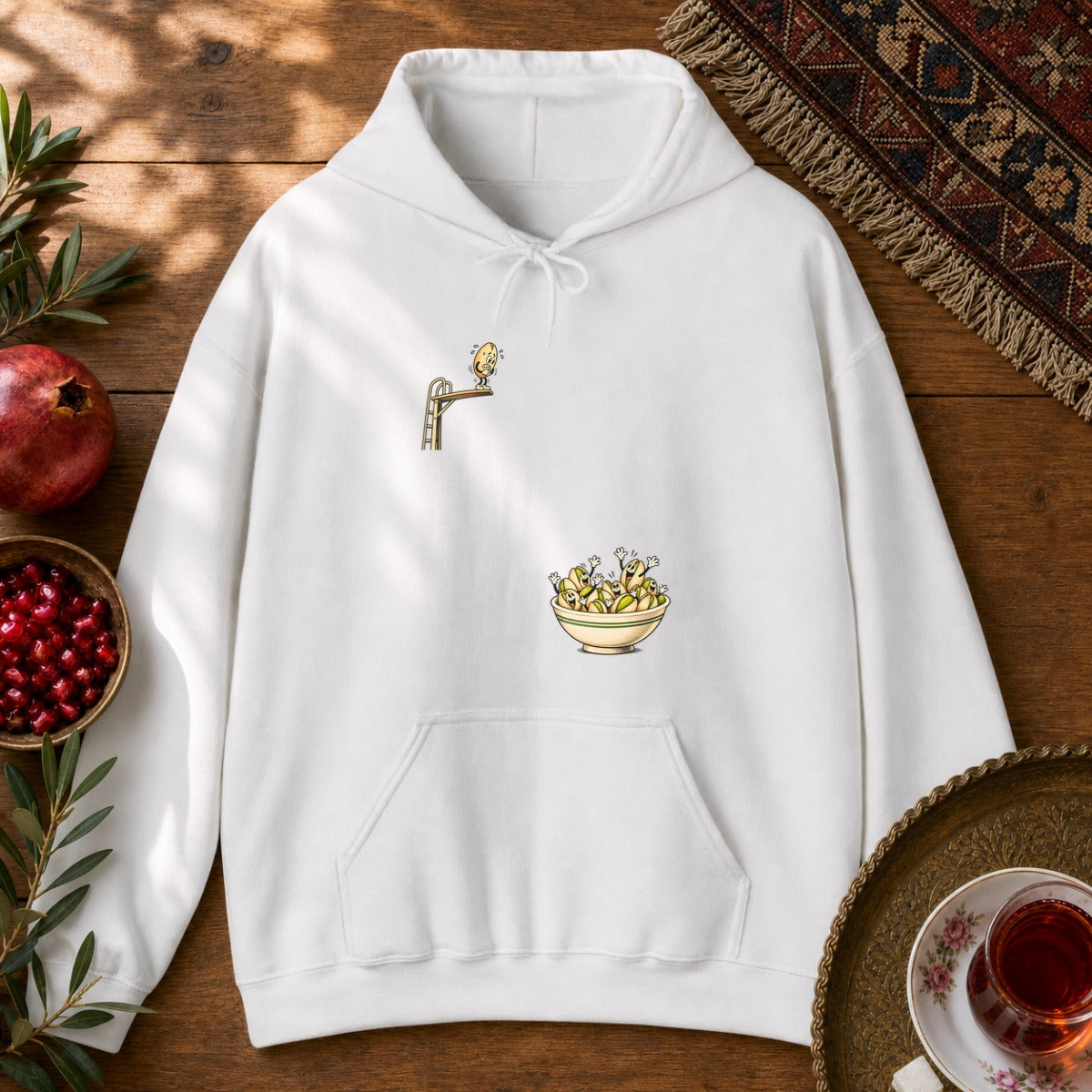 Diving Pistachio Hoodie - White