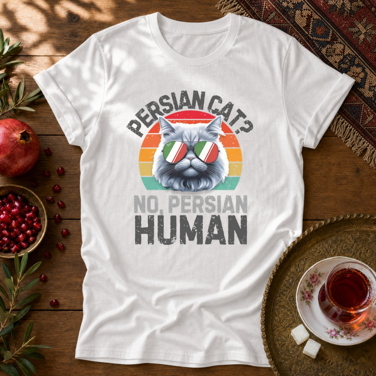 Persian Cat Human Unisex T-Shirt - White