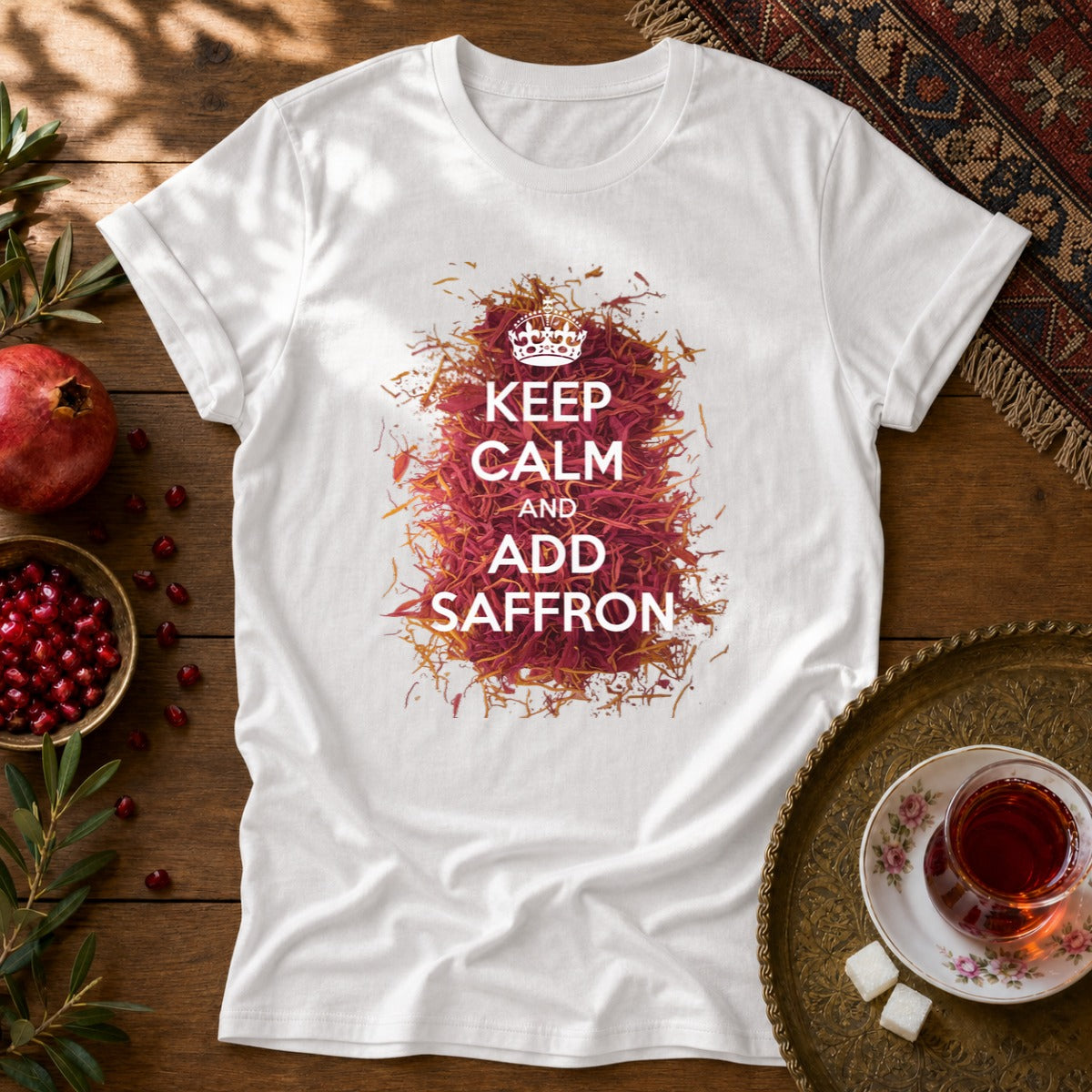 Keep Calm and Add Saffron Unisex T-Shirt - White