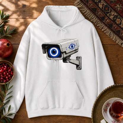 Evil Eye Watching Hoodie - White