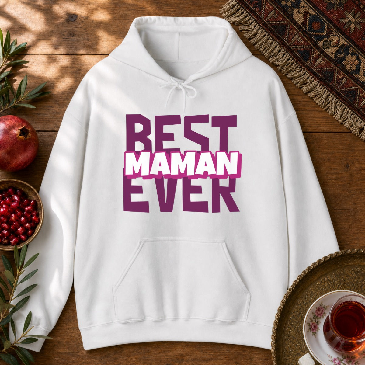 Best Maman Ever Hoodie - White