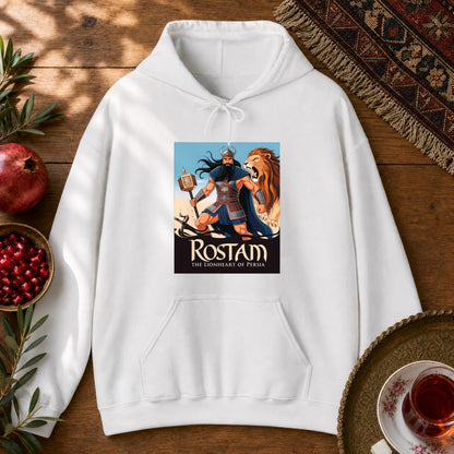 Rostam, the Lionheart of Persia Hoodie - White