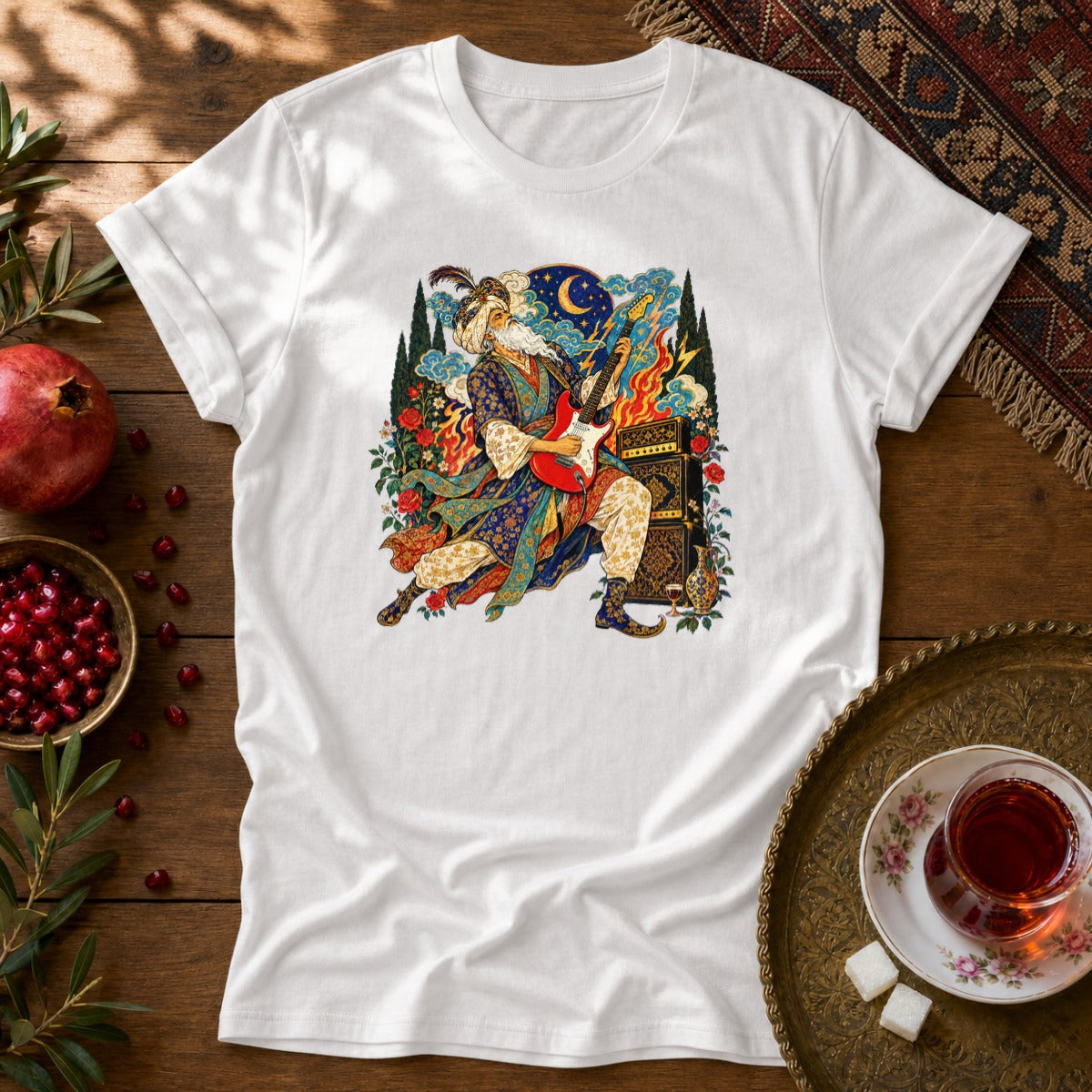 Khayyam on Guitar Unisex T-Shirt - White