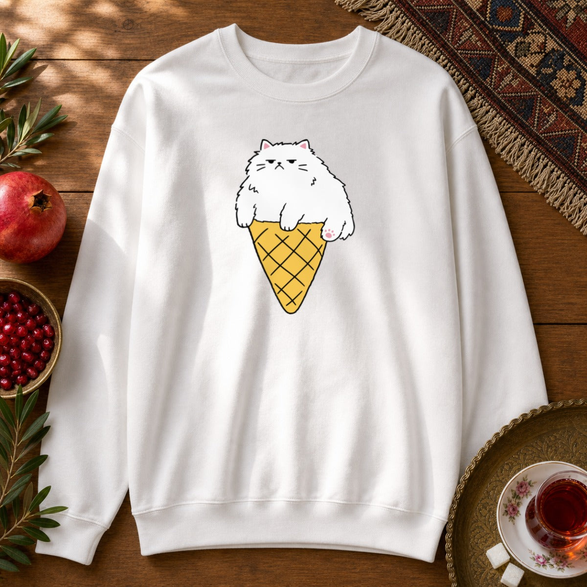 Persian Ice Cream Cone Sweatshirt - White
